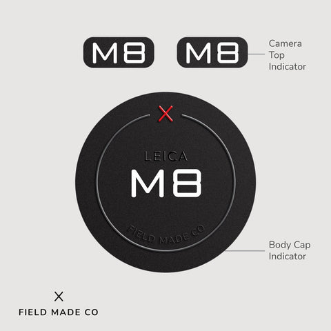 Leica M8 camera indicator label, classic finish, by Field Made Co