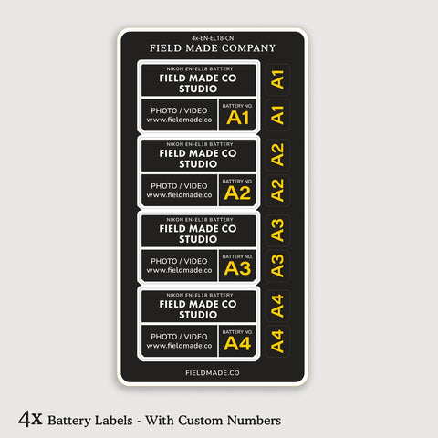 Customizable Labels for Nikon EN-EL18 Batteries