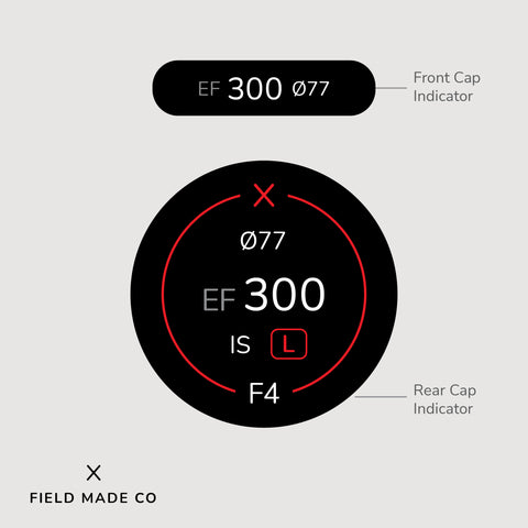 Lens Indicator Vinyl Sticker for Canon EF Front & Rear Caps