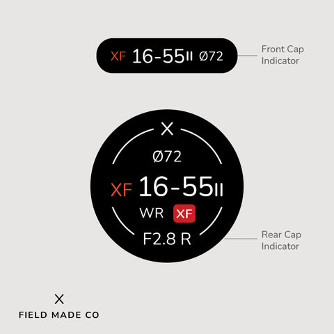 Lens Indicator Vinyl Sticker for Fujifilm XF Front & Rear Caps