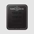 Stealth Kit for Fujifilm X100 VI: Ghost Logo and Plain Black vinyl labels on the Field Made Co backing sheet