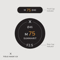 Leica M 75 mm F2.5 Summarit lens indicator label by Field Made Co